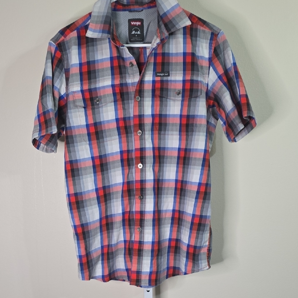 Wrangler‎ Men's Red and Blue Plaid Shirt Sz M
